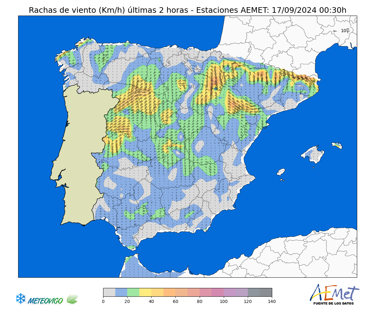 Mapa de lluvias y presión 